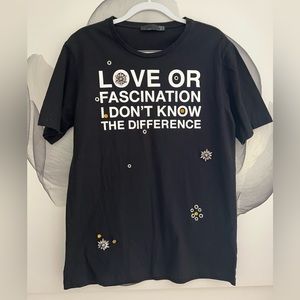 TRF by Zara Black oversized Tshirt with crystals Size S